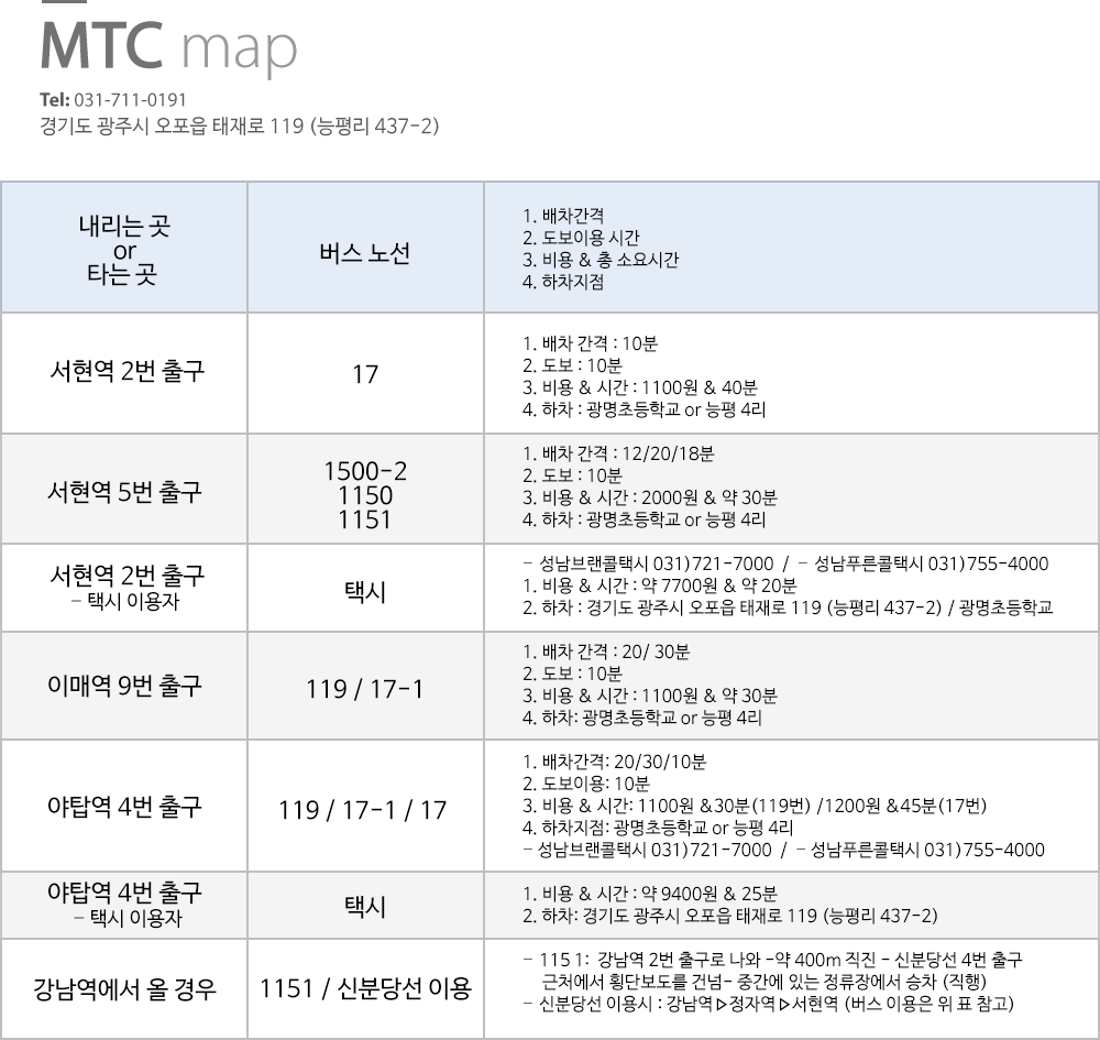 오시는 길 안내